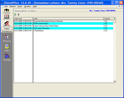 ChiroOffice Patient Letters