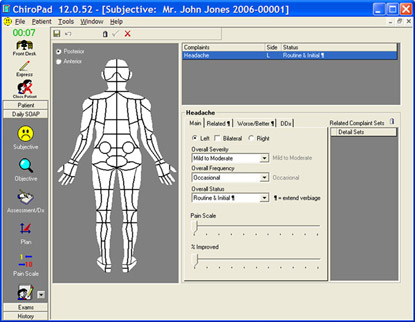 ChiroPad Subjective Complaints